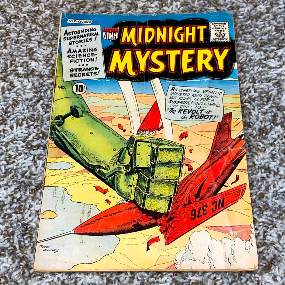 VINTAGE 1961 ACG 10 Cent Midnight Mystery Revolt Of The Robot Silver Age #7